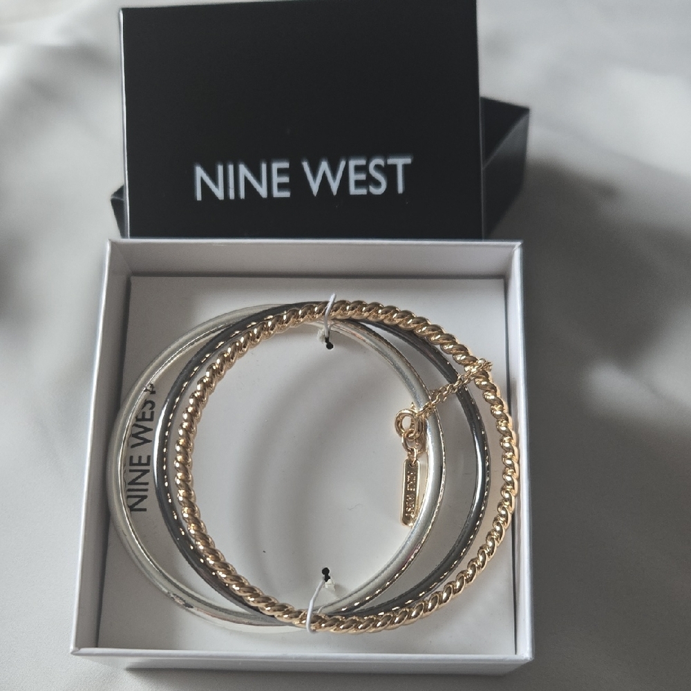 Nine West Gold and Silver Twisted Bracelet Set